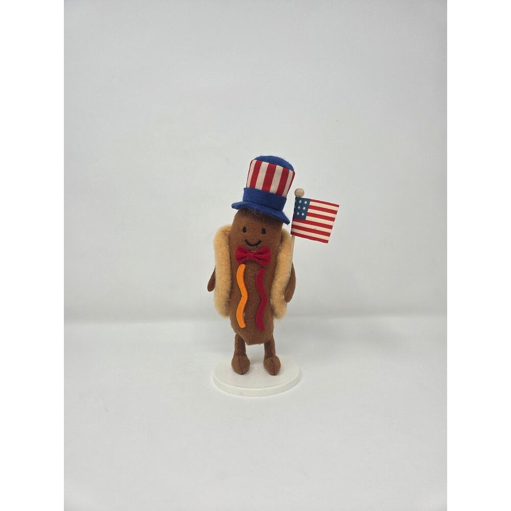 Hot Dog Patriotic Americana 4th of July Felt Figurine